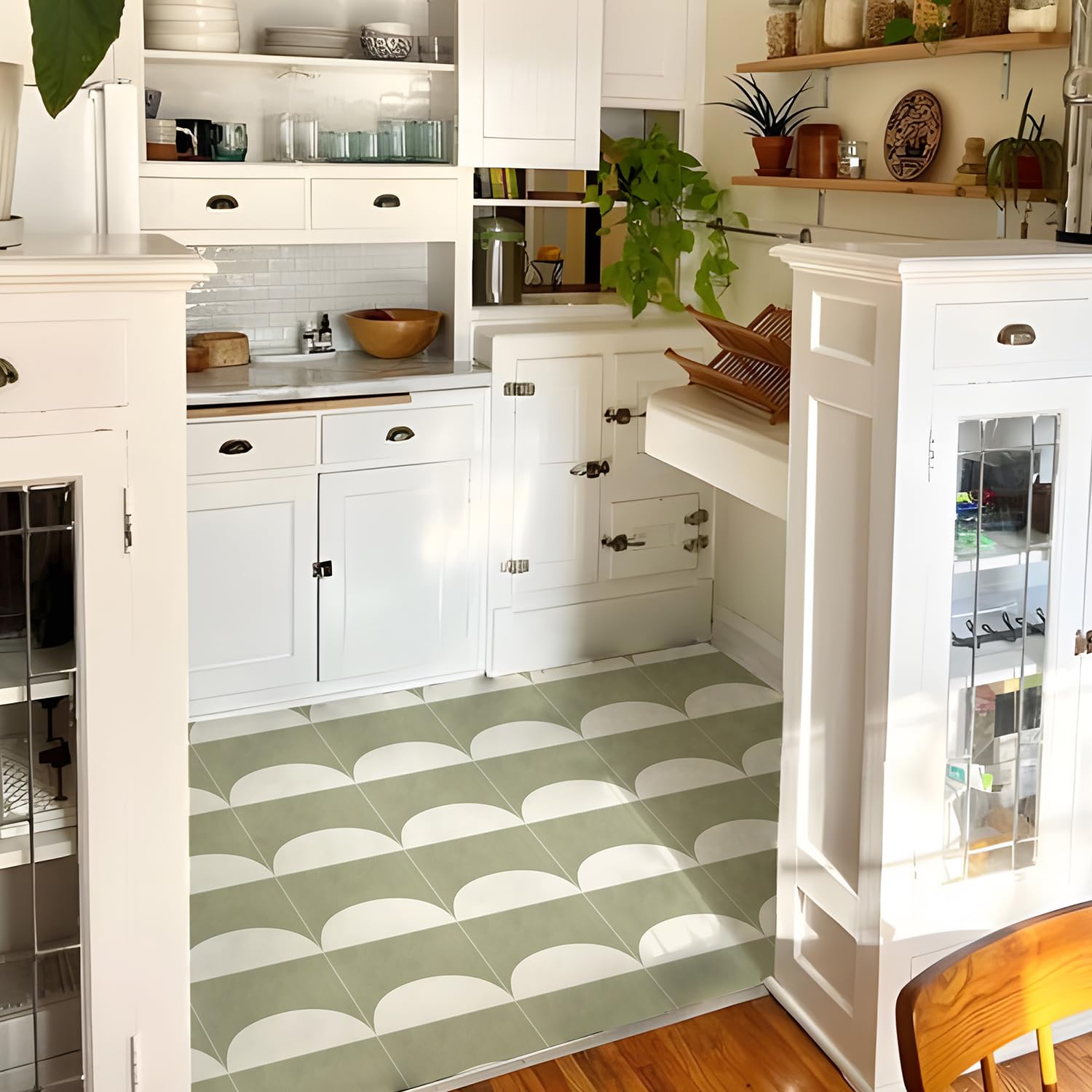Alwayspon Tile Sticker, Sage Green Self Adhesive Stick on Tiles Transfer Sticker for Bathroom Kitchen, Splashback, Peel and Stick Vinyl Floor Wall Tiles Sticker, 10PcsX15cm/6inch - Image 3