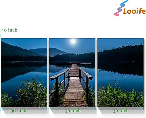 Miniatura 5 de Looife - Lienzo decorativo para pared, 3 paneles, 36 x 48 pulgadas, 3 piezas de alce de vinatge con árbol, diseño de árbol, para decoración de