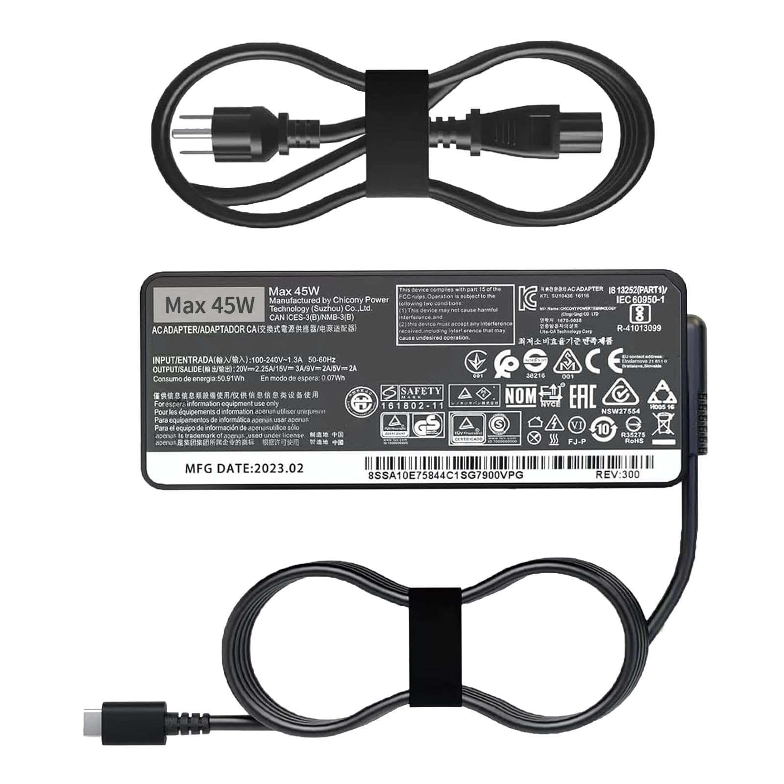 Lewepe 45w USB Type C AC Laptop Charger Fit for Lenovo ThinkPad Yoga Chromebook 300e 100e 500e C330 S330 S340 T480 T480s T580 T580s C630 E480 E580 720