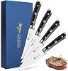 MAD SHARK Steak Knives Set of 4,Premium 4.5-inch Serrated Steak Knife Set,Ultra Sharp German High Carbon Stainless Steel Triple Rivet Collection 4-Piece Kitchen Steak Knife Set STEAK KNIFE SET OF 4