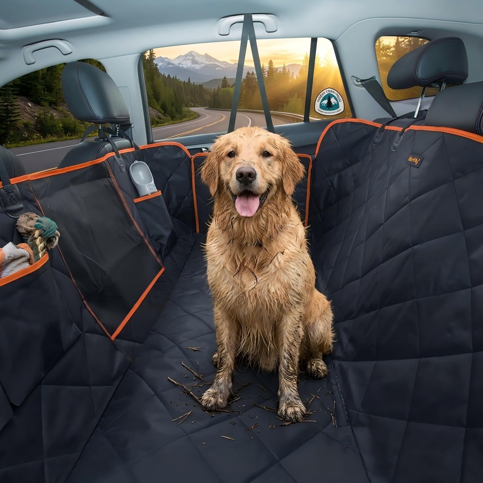 iBuddy Luxury Dog Car Seat Cover for Back Seat Breathable Mesh Window Dog Hammock for Car 4-Layer Heavy Duty Waterproof Pet Seat Protector Scratch-Proof Car Seat Cover Perfect for Family Road Trips