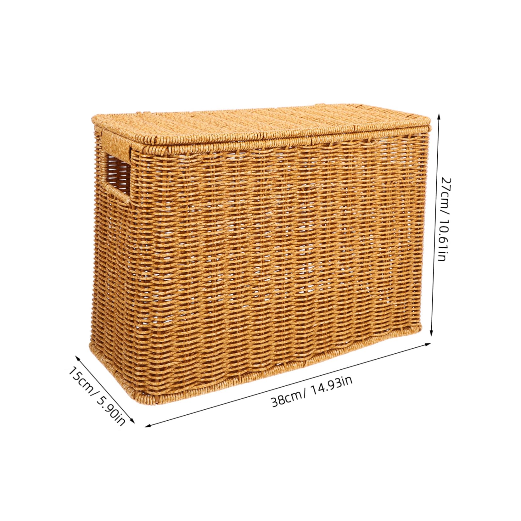 HEALEEP Woven Storage Basket with Handles Portable and Magazine Organizer Lightweight and for Home Picnics and Outdoor Activities Elegant Narrow Design for Easy Carrying and Versatile Use