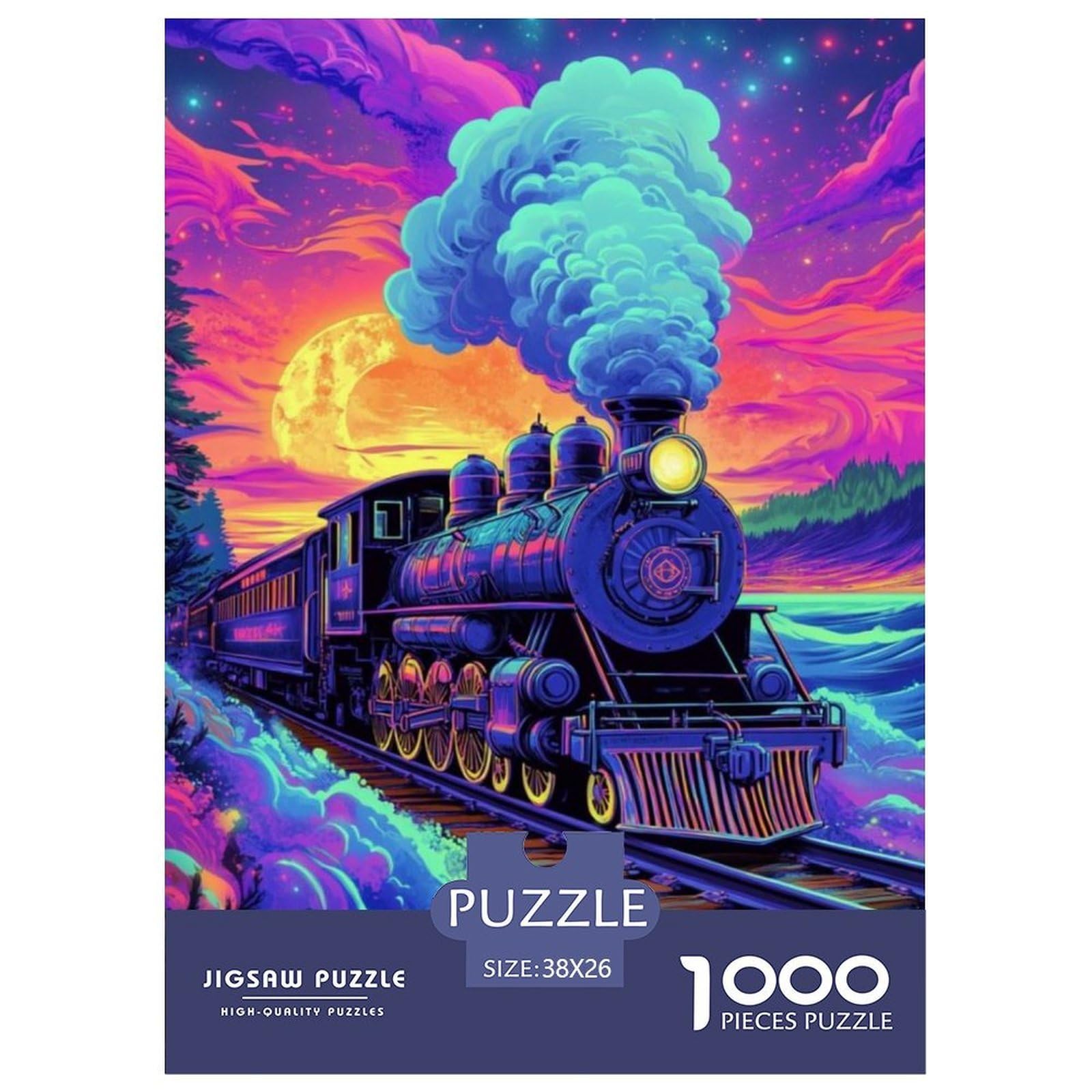 Steam Train Jigsaw Puzzles for Adults Kids Interesting Puzzles 1000 Pieces Impossible Puzzle Home Decoration Gifts 38x26cm/1000pcs