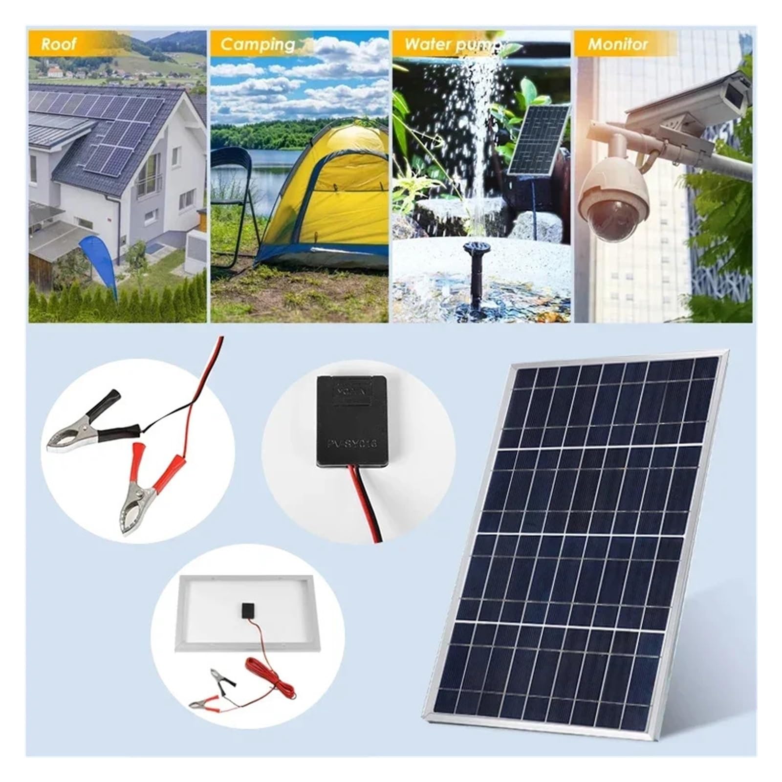 Kit pannello solare 300W/600W Completo generatore solare a celle solari ricaricabile esterno portatile con alimentazione USB policristallina 12V | 600W 30A controller