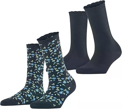 ESPRIT Damen Flower Meadow 2-Pack Socken Baumwolle atmungsaktiv