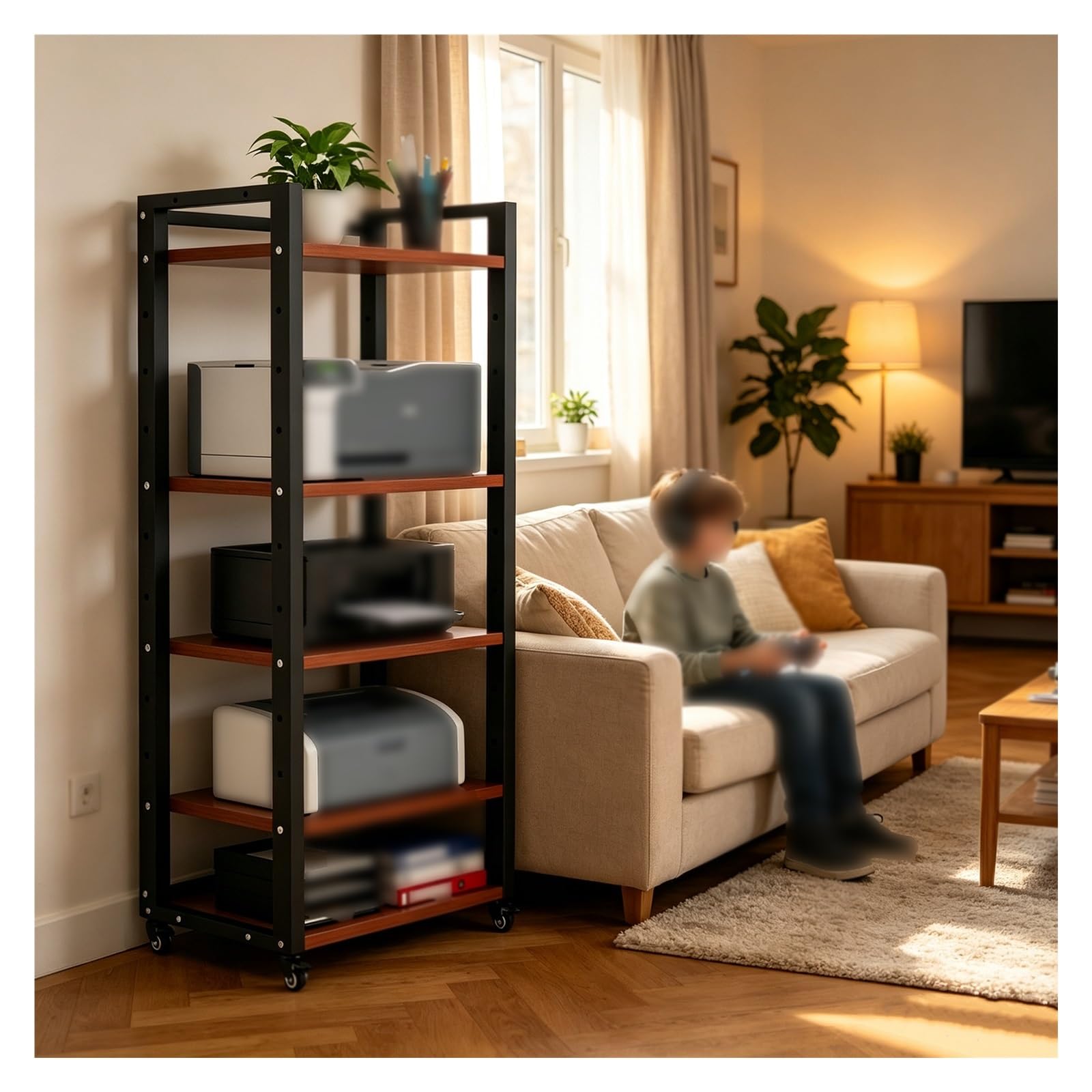 Rack audio video,Mensola AV HiFi regolabile a 5 livelli, unità elettronica | Rack Audio In Acciaio Robusto con ruote universali Per Amplificatori, Ricevitori E Componenti Home Cinema