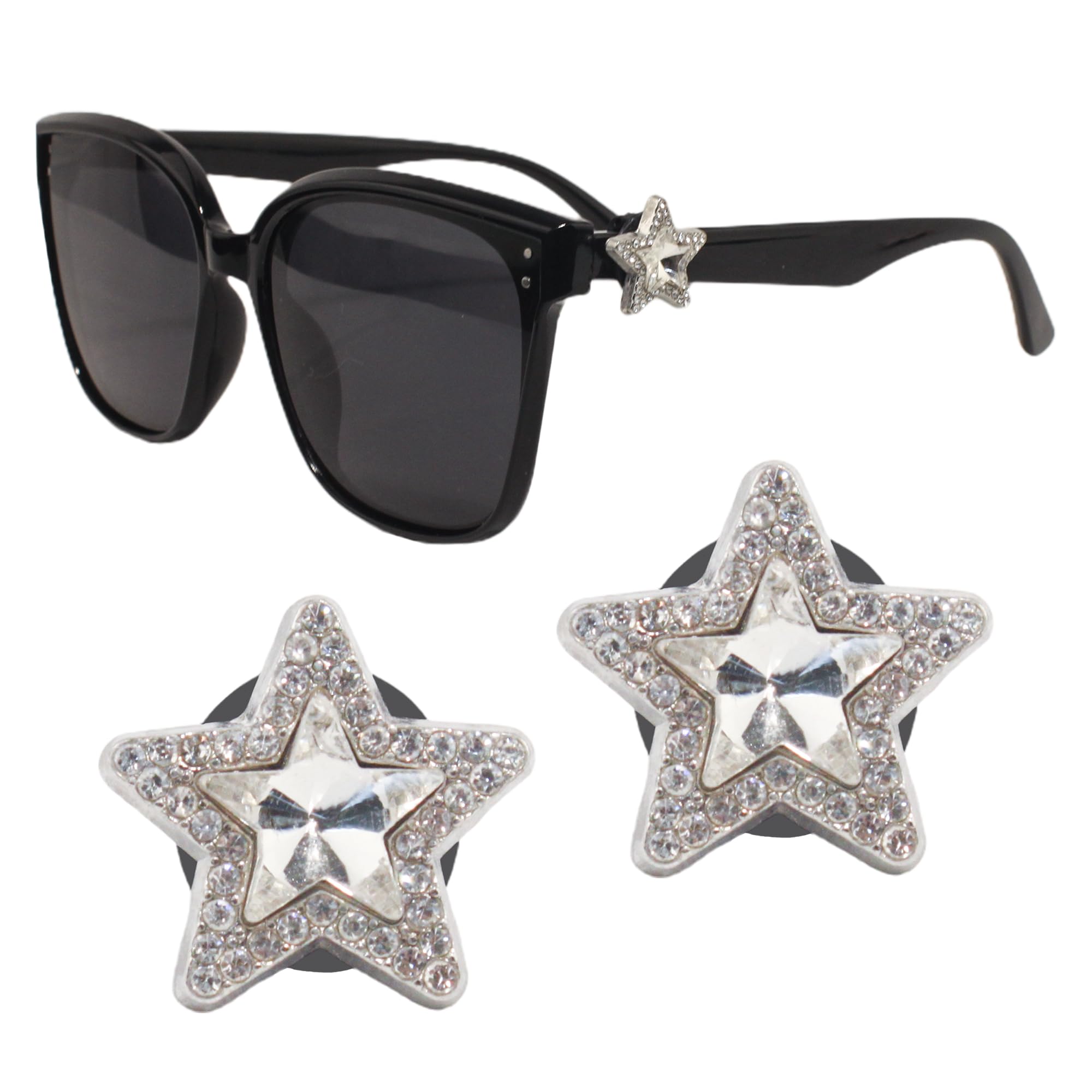 VIHUP Silver Star Charms for Sunglasses, Eye Glasses Accessories, Girls and Women Birthday Gifts, Fashionable and Trendy Wear Lightweight and