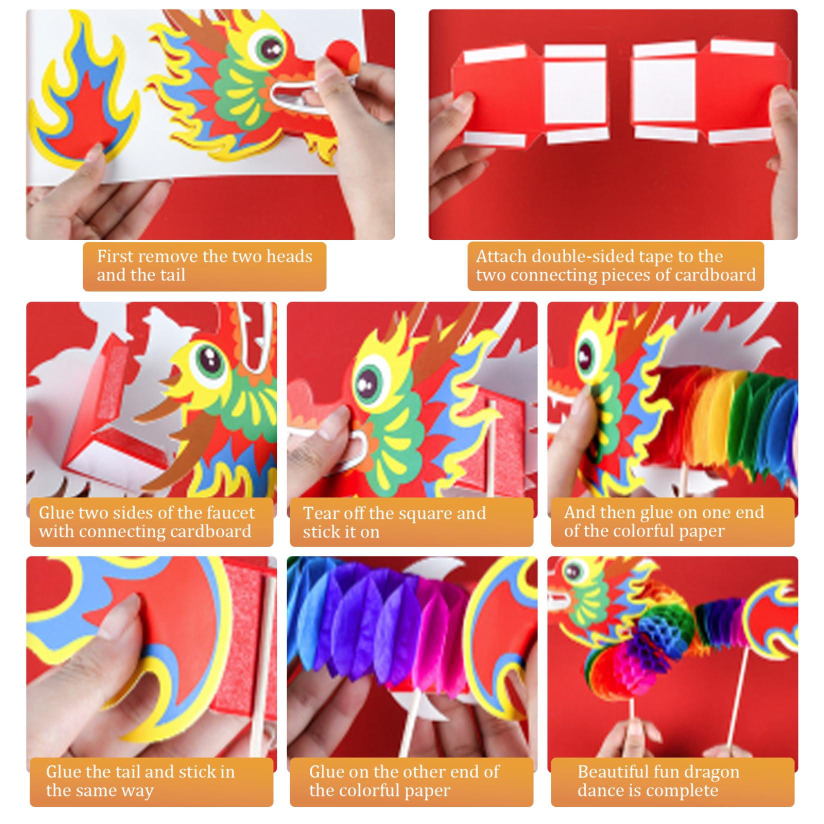 2 Decorazioni Cinesi Drago Di Carta 3D – Fai Da Te Per Capodanno Lunare E Festa Di Primavera – Set Artigianale