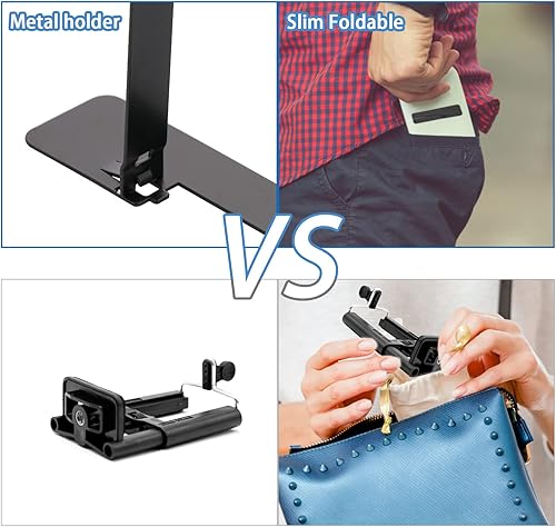 Miniatura 5 de TIESOME Soporte invisible ultrafino para teléfono, 2 unidades ajustables verticales y horizontales para teléfono, soporte de metal compatible con