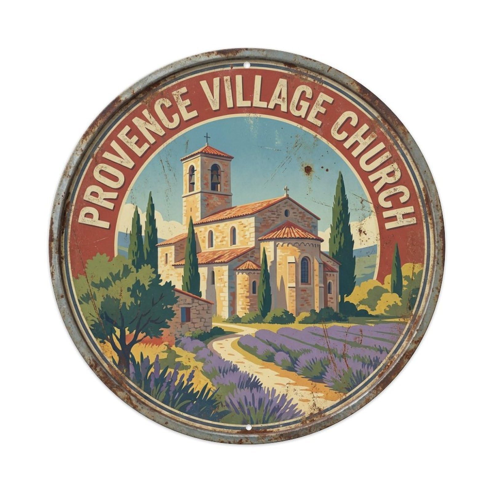 Culture Travel France Provence Village Church Metal Tin Sign