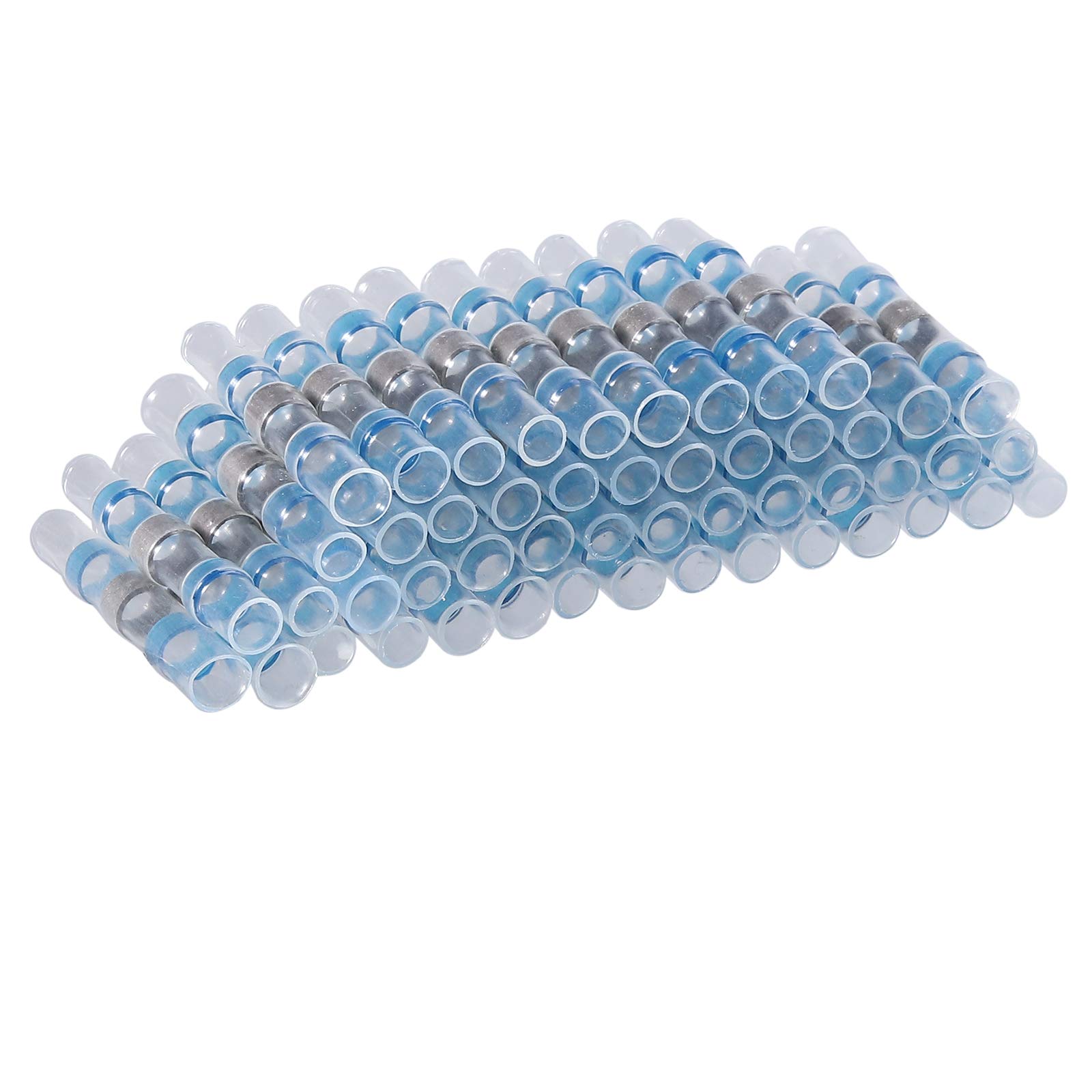 CAMWAY 50pcs Solder Seal Connectors Waterproof Electrical Wire Terminals 16-14 Gauge Non Slip Heat Shrink Wire Connectors for Marine Vehicle Electrical Engineering