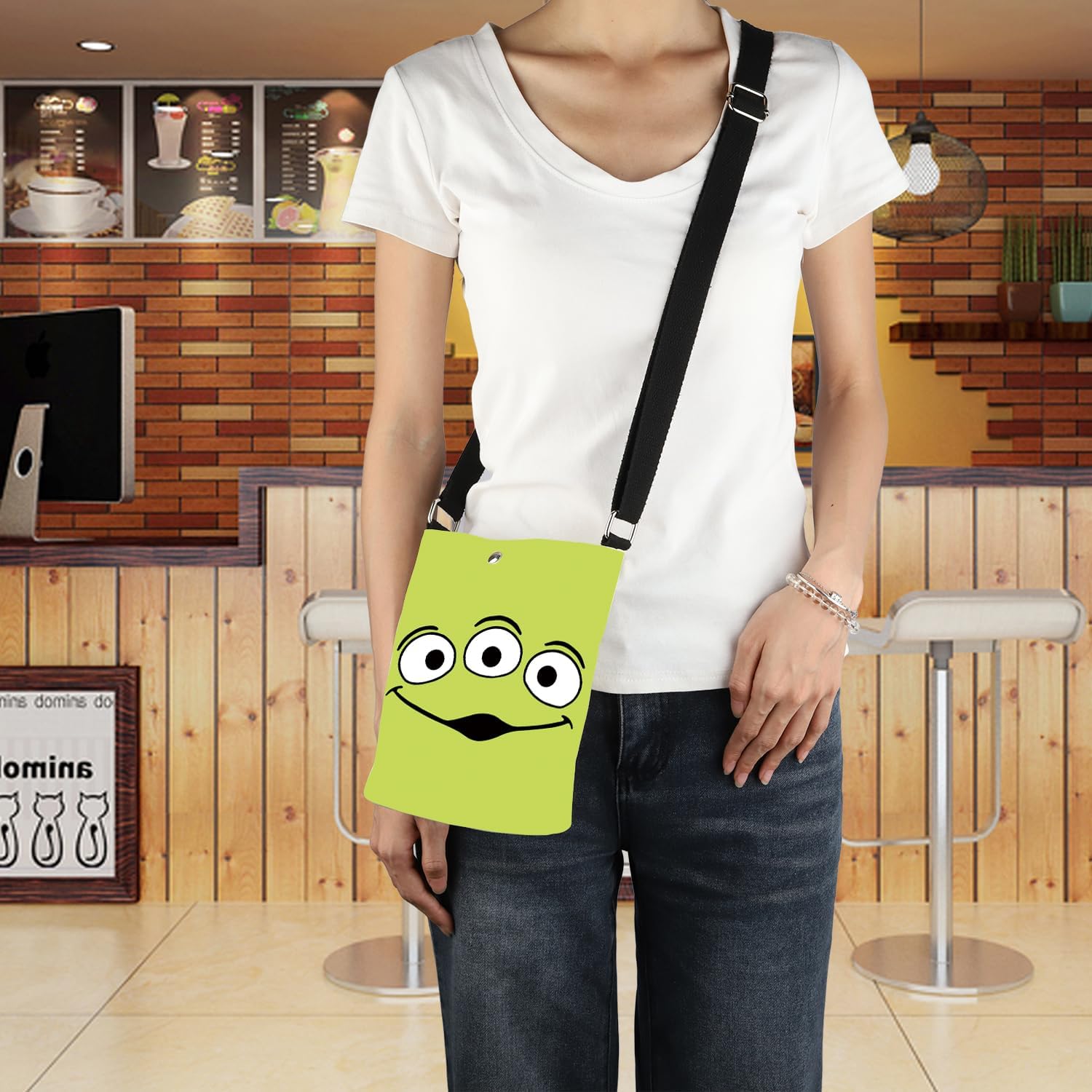 BDPWSS Aliens Themed Gifts Three Eyed Alien Crossbody Bag Gifts Pizza Planet Gifts Green Aliens Gifts For Fans