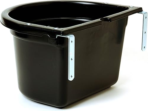 Miniatura 6 de Little Giant Comedero de valla de plástico con clips rojo cubo de alimentación montable resistente para ganado y mascotas 45 cuartos de galón número