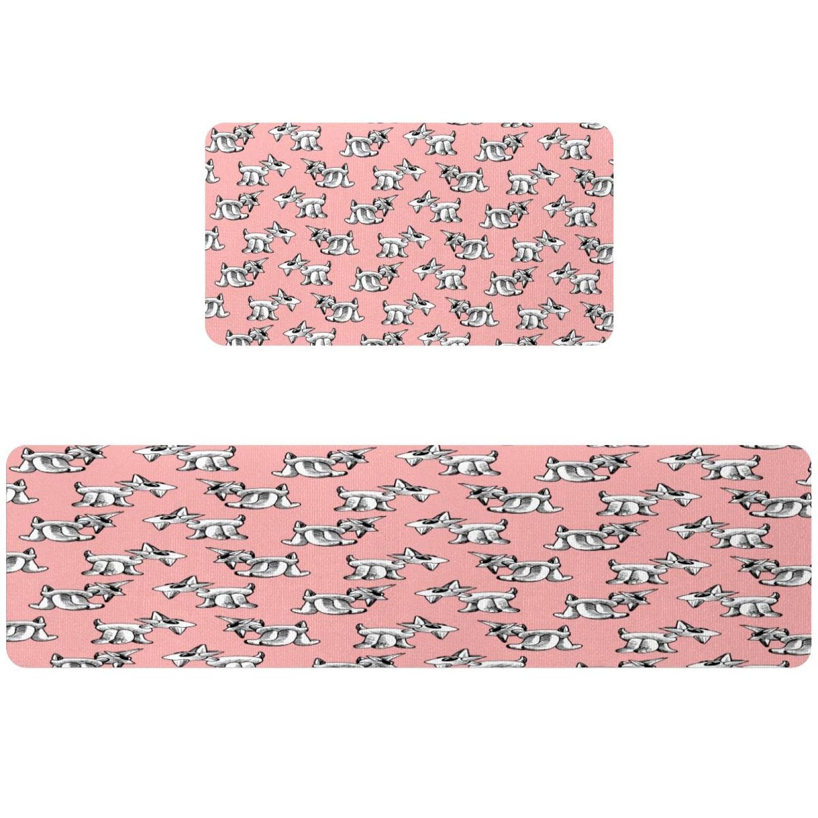 Tapis de cuisine en forme de chèvre rose absorbant et lavable en machine de lot 2