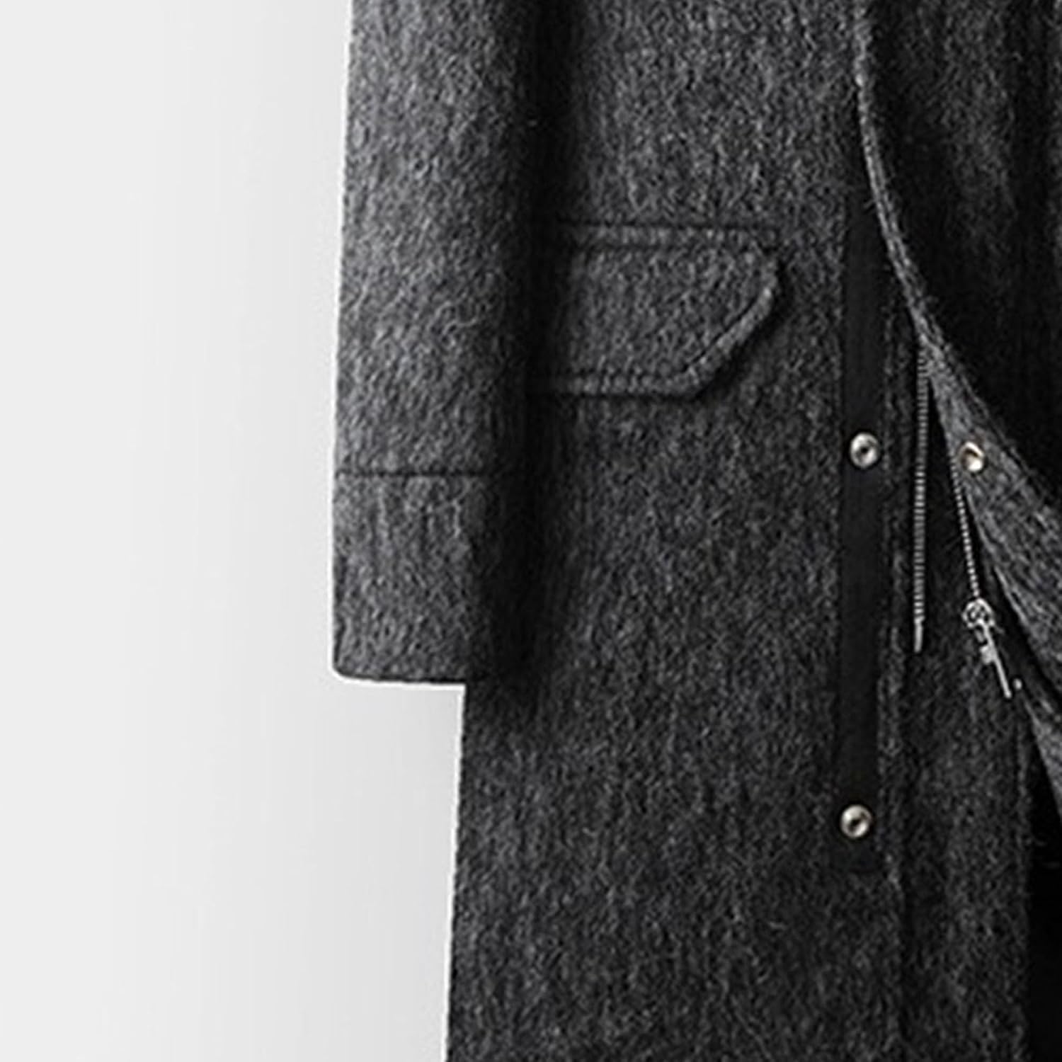 Maiyifu-GJ Men's Winter Warm Long Jacket Wool Blend Pea Coat Stylish Business Slim Fit Hoodie Coats Overcoat wih Pockets