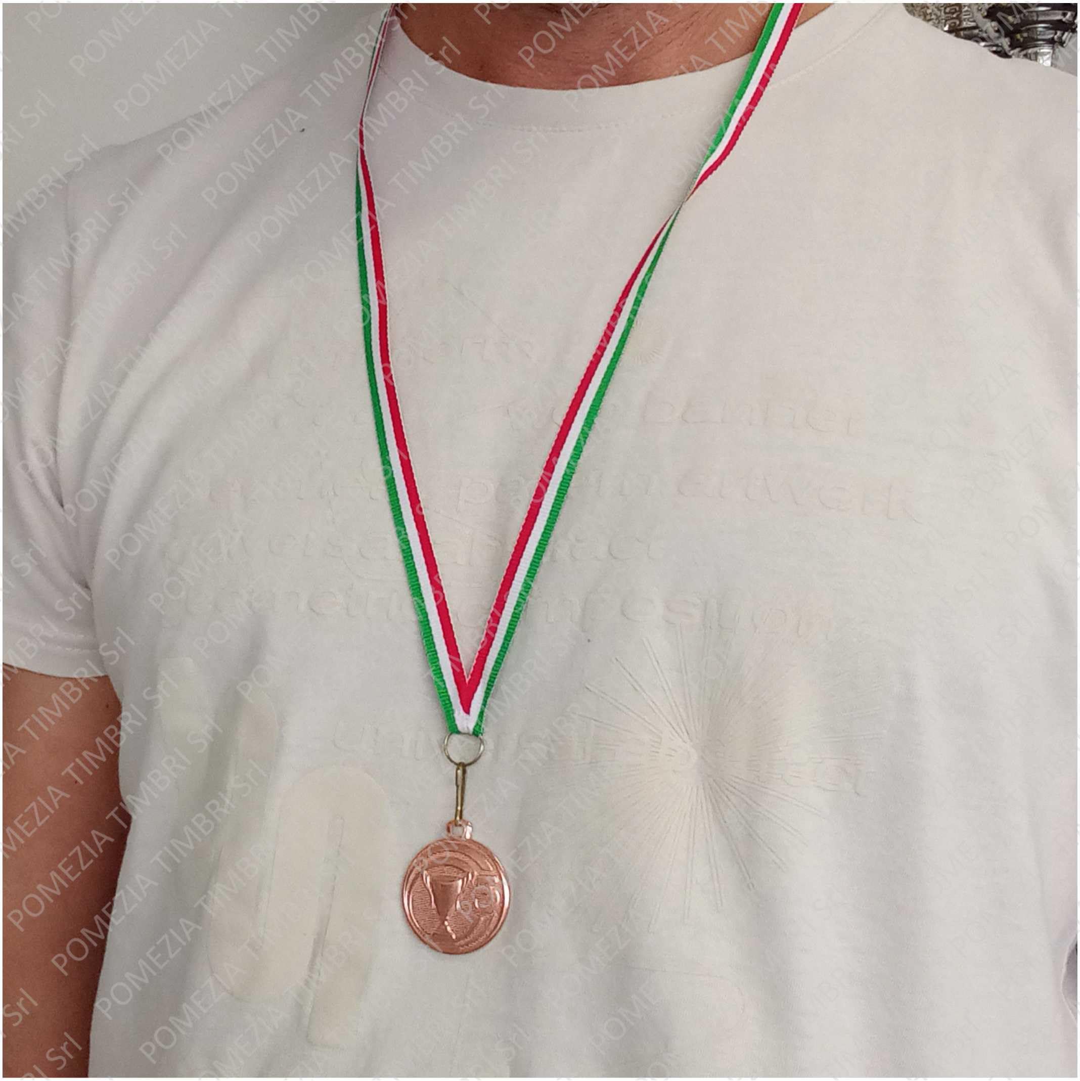 Generico Medaglie premiazioni Sport in Metallo con Laccetto Tricolore Italia