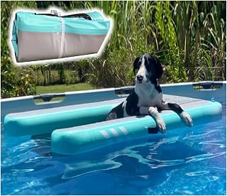 rampa de agua para perros Rampa inflable para perros para piscina, grande pequeña Rampa de entrada para piscina para perros 150cm de largo x 100cm de ancho x 15cm de alto Lago/Playa/Muelle Pista de ag