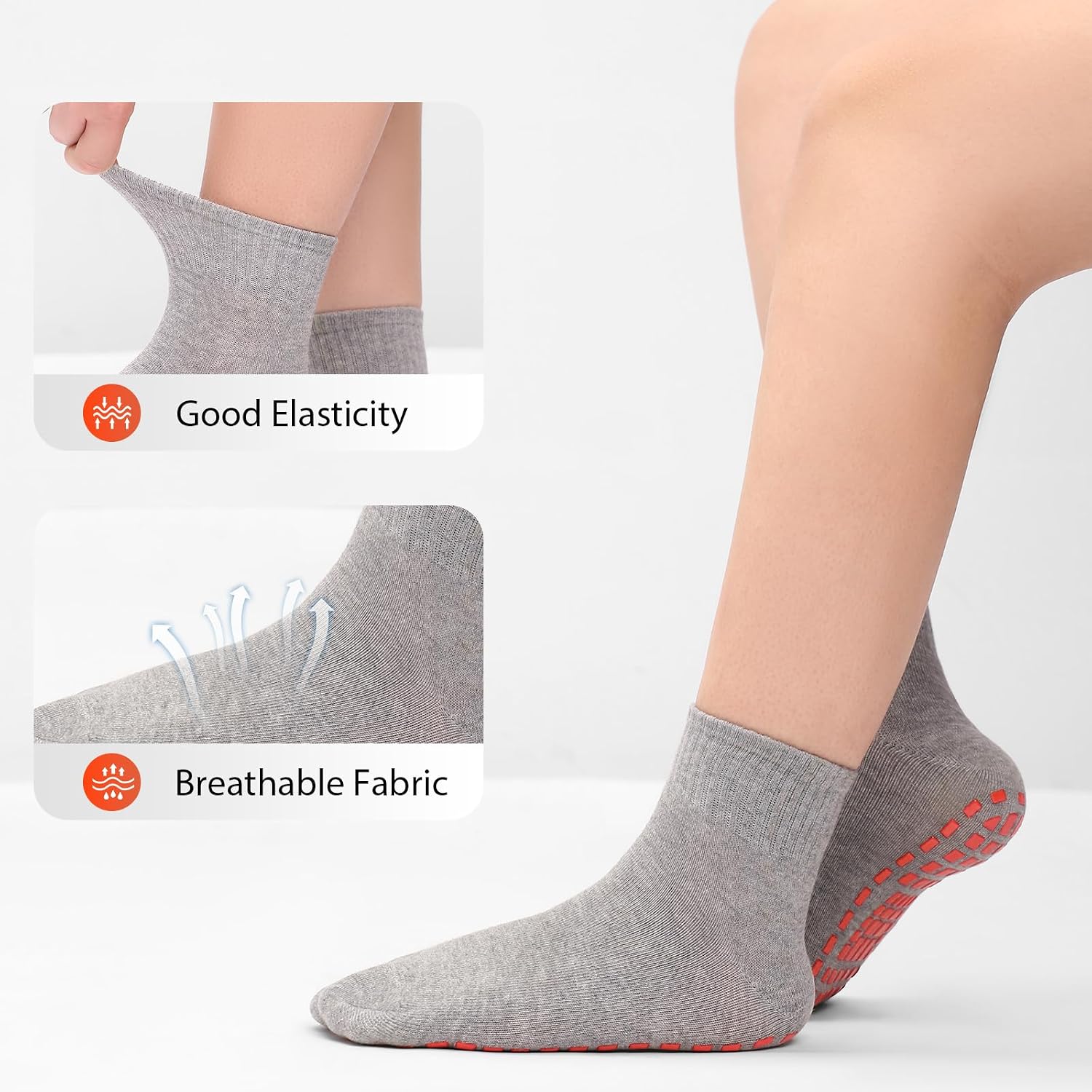 NOVAYARD 5 Pairs Non Slip Socks Non Skid Sticky Grippy Yoga Pilates Hospital Sock Men Women