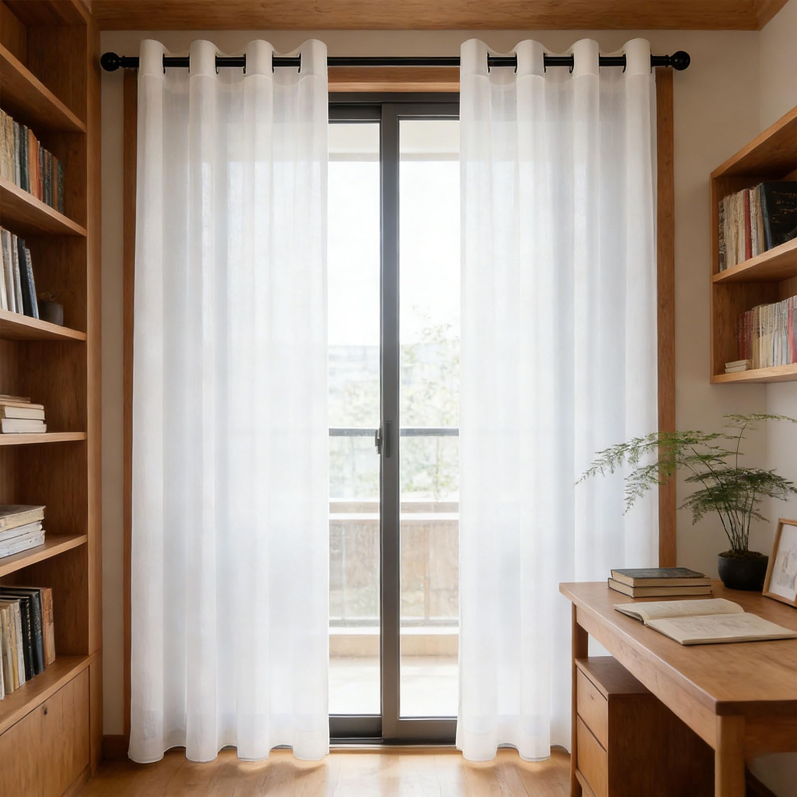 GUOJUN Voile Vorhang 150 x 210 cm Transparent Luftig Dekoschal Transparente Gardine aus Voile für Wohnzimmer Schlafzimmer, Weiß