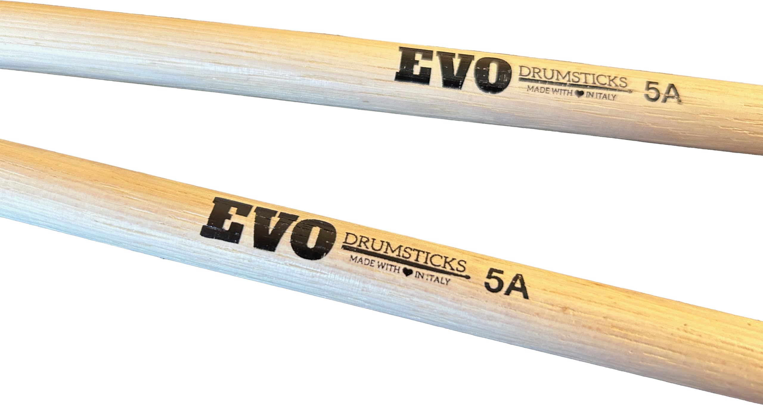 Bacchette per batteria professionali modello 5A in hickory, noce americano con punta in legno, punta a goccia, legno a stagionatura naturale, made in Italy - 6 pair pack