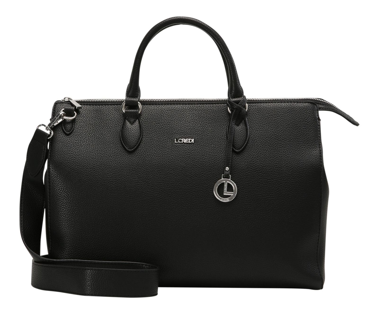 L.CREDI Women Ella Handbag, Black, One Size