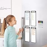 Magnetic Dry Erase List Board - 4"x12" (10.16x30.48cm) Multifunctional List Board for Fridge - 6 Extra Fine Point Markers Included - Shipped Flat