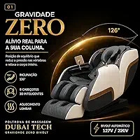 Poltrona De Massagem Dubai Tech Bluetooth Gravidade Zero (PRETO COM CINZA)