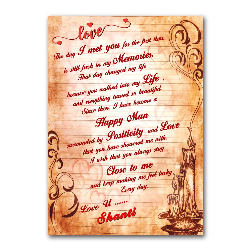 Midas Craft I Love You Shanti Name Love Letter on Birthday Anniversary Valentine's Day Pesonalized 25