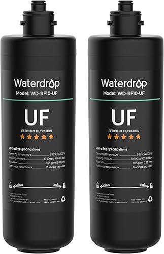 Waterdrop RF10-UF - Cartucho de filtro de repuesto de 0.01 micrones para filtro de agua debajo del fregadero, 11 K galones de alta capacidad