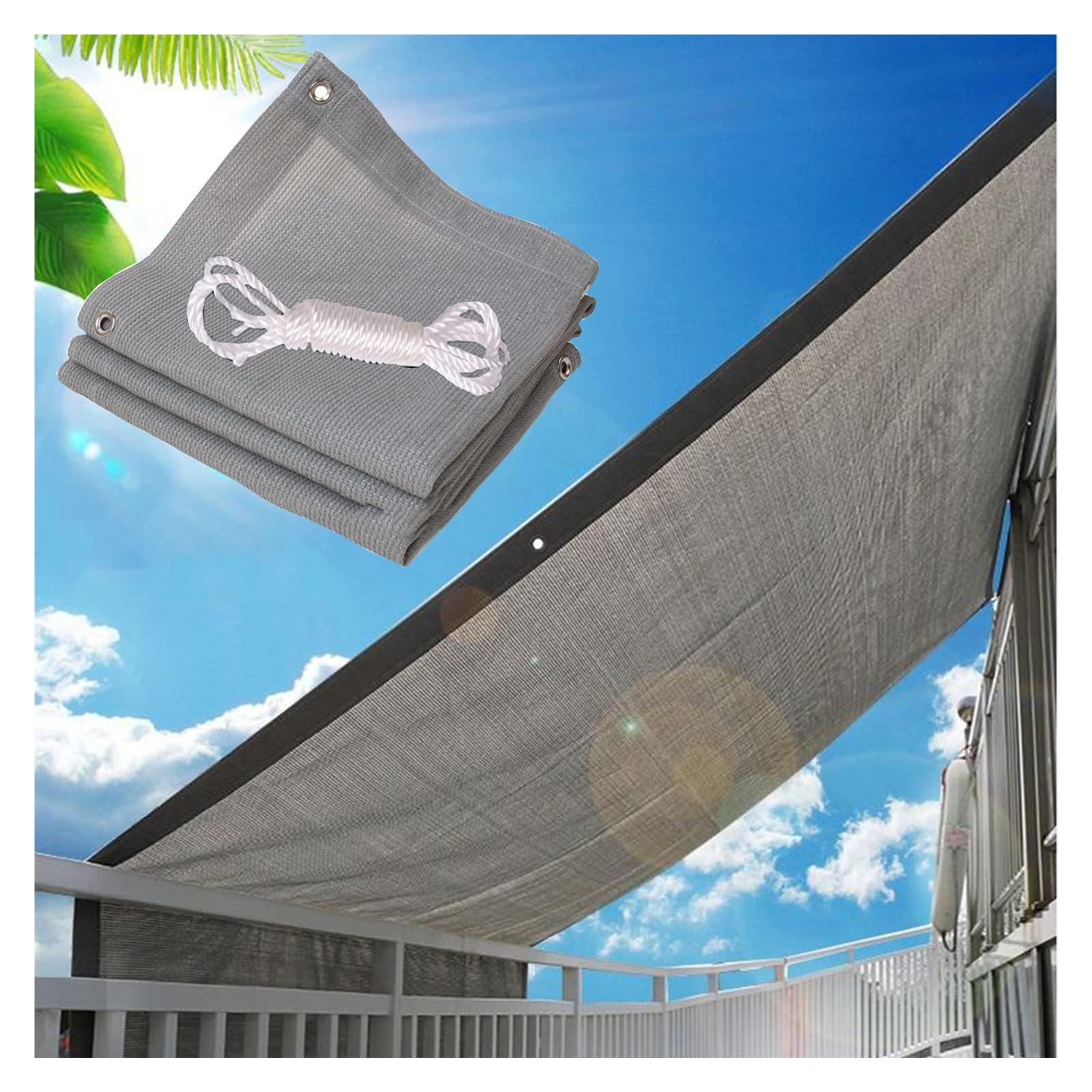 Toile d'ombrage pour terrasse et jardin : protection solaire avec corde et œillets