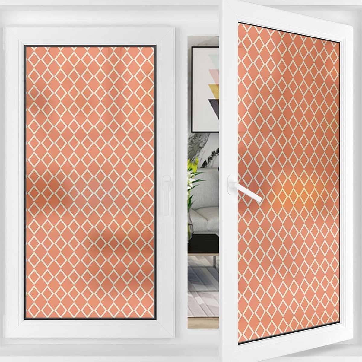 Privacy Window Film Earthy Toned Planks Self-Adhesive Privacy Glass Window Film