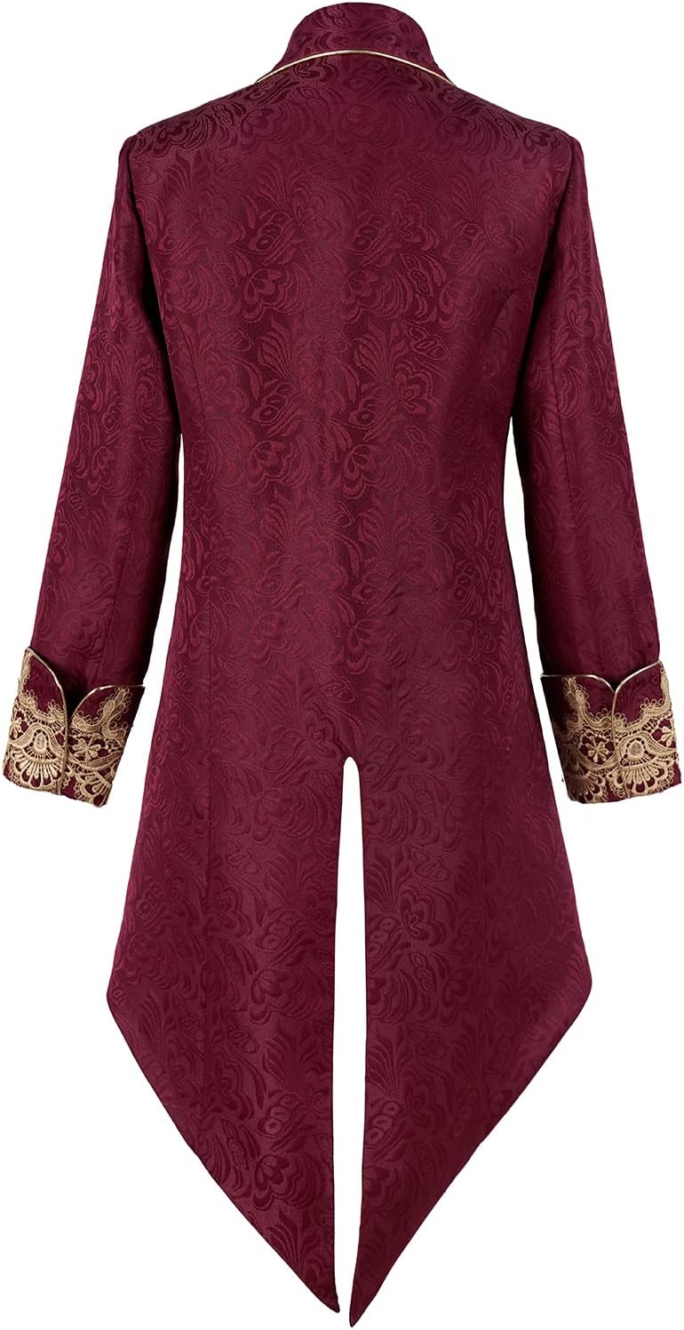 Men's Medieval Tailcoat Jacket Embroidery Vintage Gothic Steampunk Tuxedo