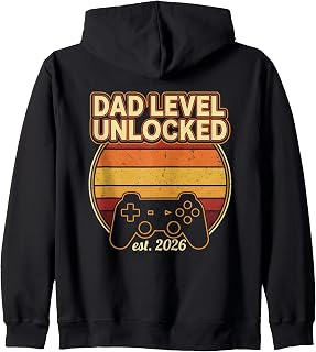 Dad Level Unlocked Leveled Up New Dad Video Gamer Gaming Zip Hoodie