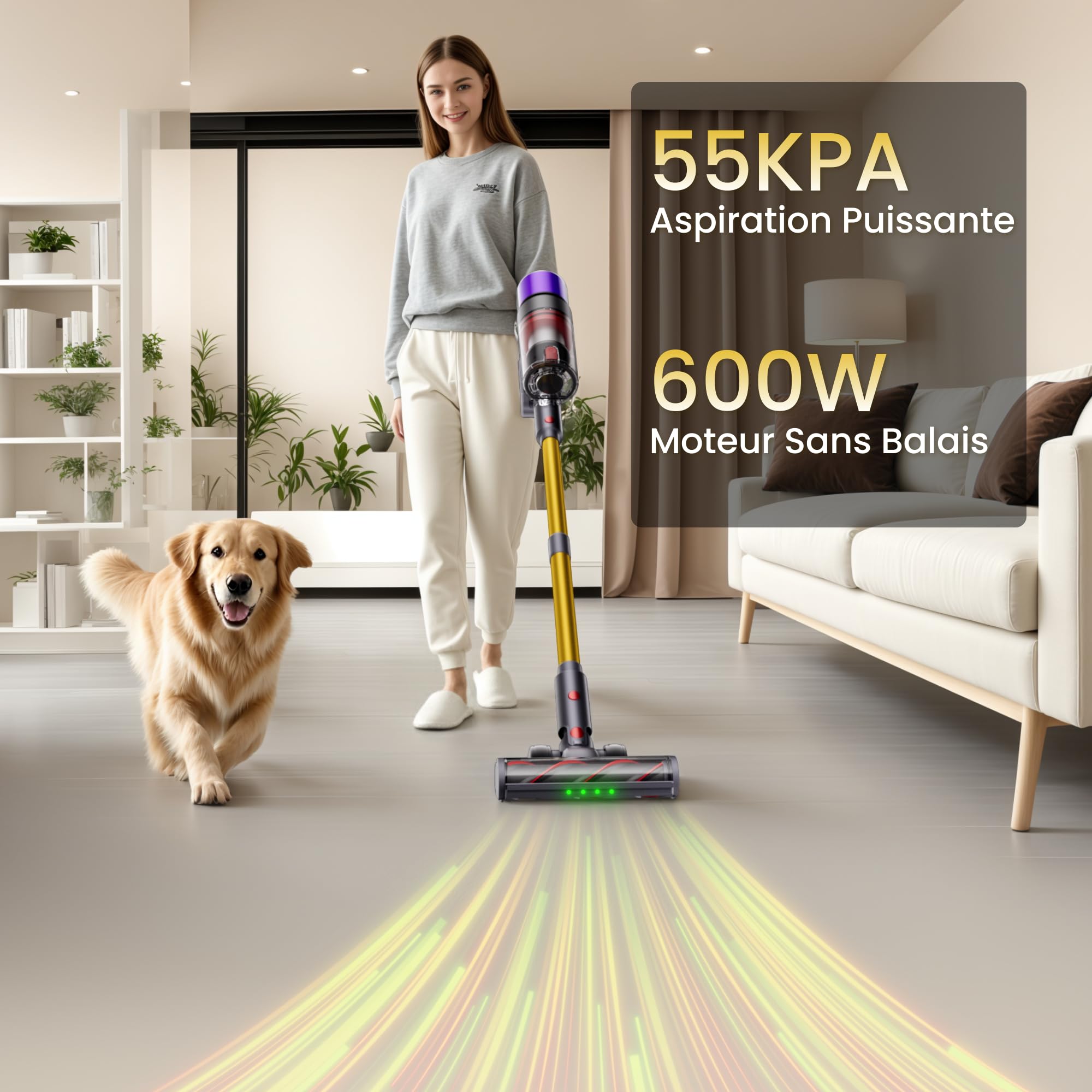 X7 Aspirateur sans Fil avec Station Murale, 55 kPa, 600 W, 80 Min