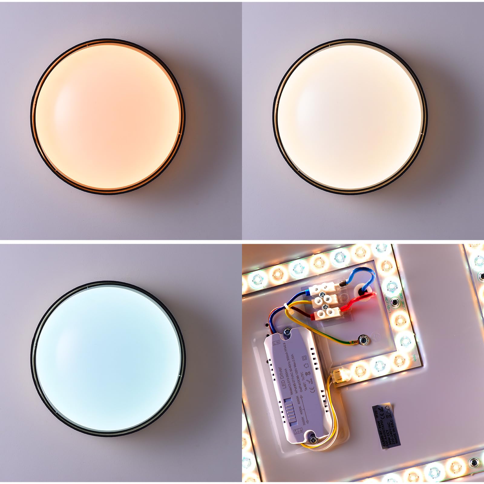 Alpinaluz Plafoniera LED da Soffitto Ø40 cm 30W Schermo Tessile Bianco con Interno Dorato Riflettente Luce Regolabile CCT 3000K/4000K/6000K Design Elegante per Soggiorno Camera