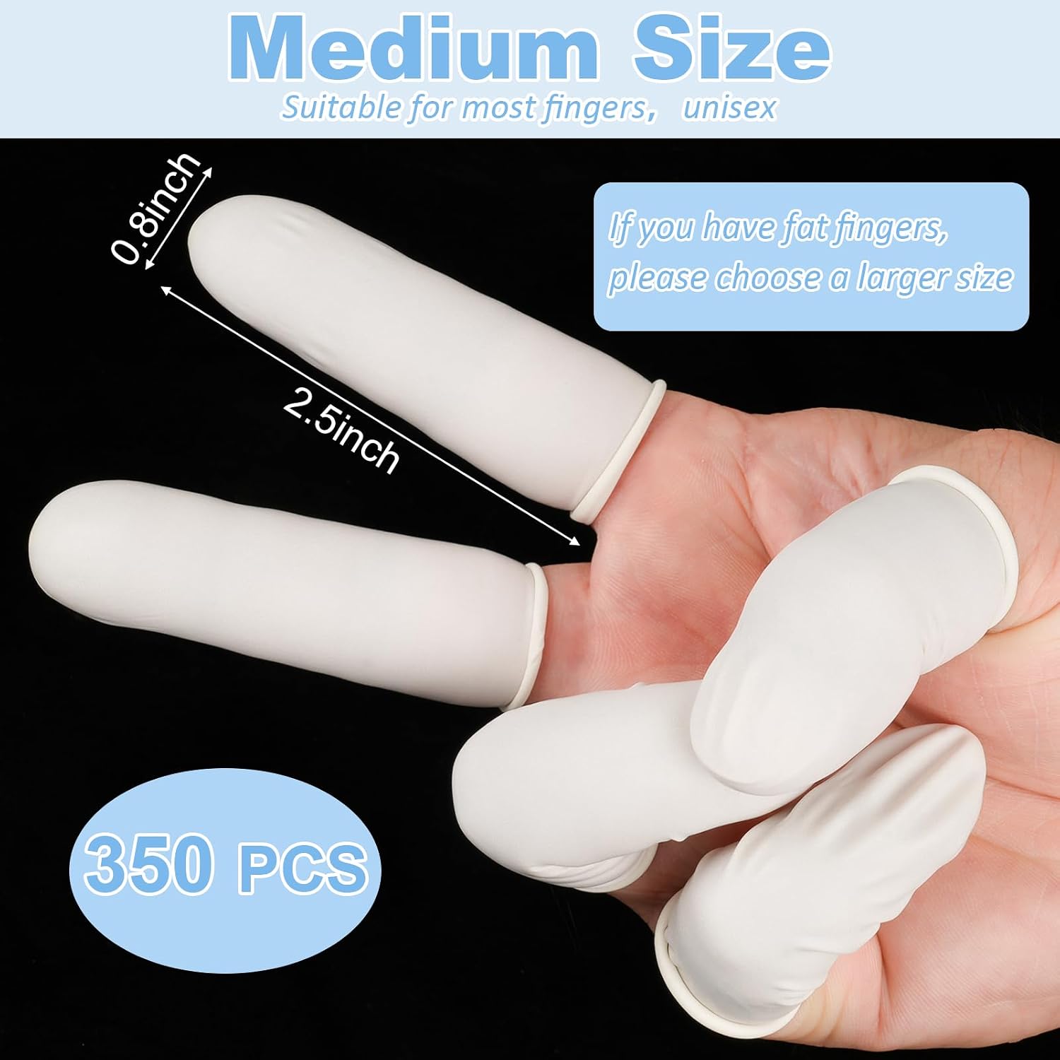 Finger Cots Disposable, Medium Finger Protectors Thumb Gloves, Natural Latex Sleeves Covers Protection for Fingertips, Electronic Repair, Handmade (Approx.350 PCS)