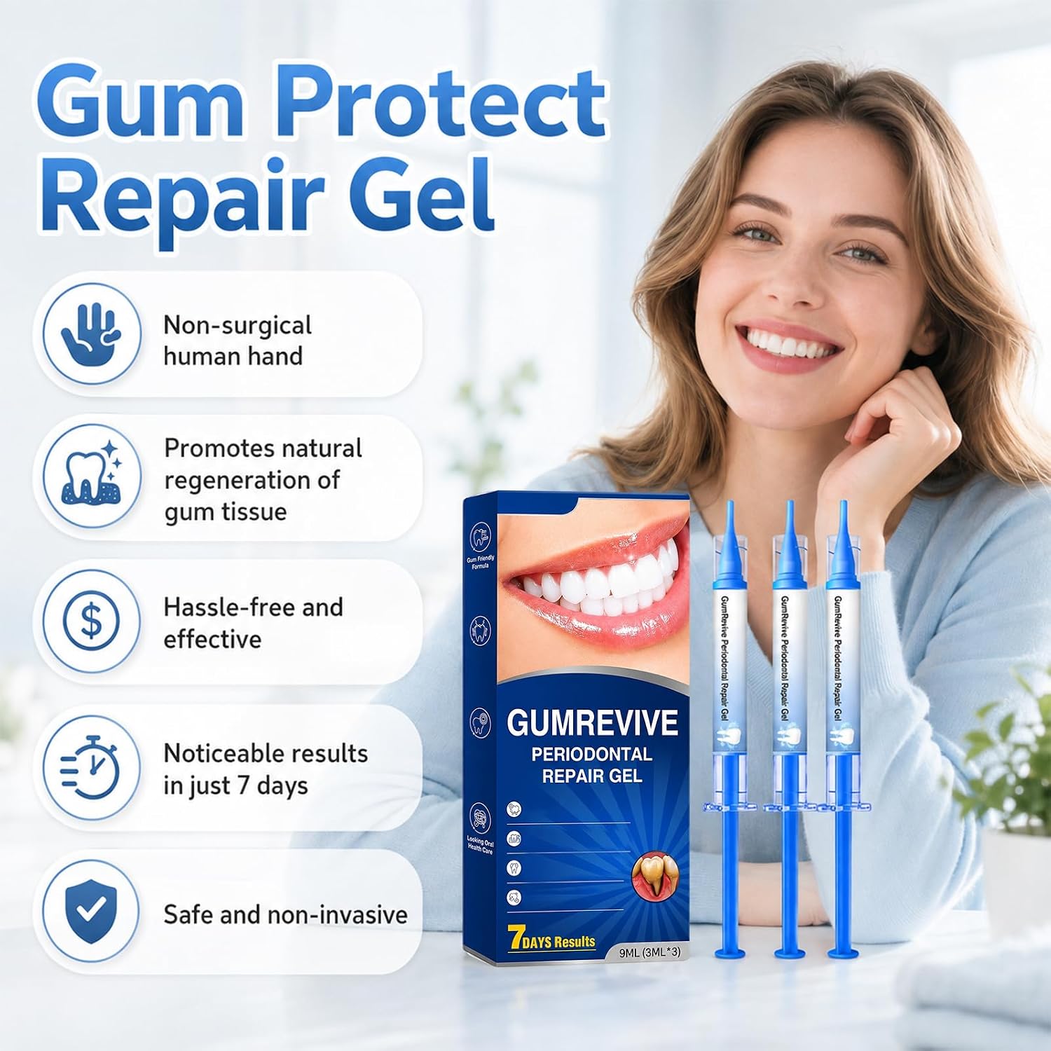 GumRevive Periodontal Gel, Professional Teeth Gel, Alcohol & Peroxide Free, Fresh Mint Flavor, Color Correcting, Natural Plant Extract, Gentle Oral Care