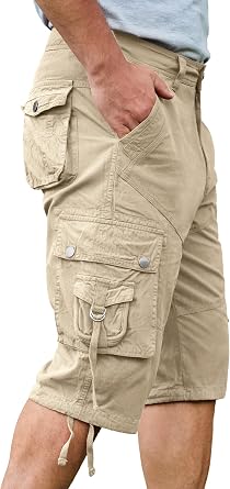 VOPOKER Cargo Shorts for Men Multi Pockets Mens Shorts Twill Below Knee 13 Inches Cotton Relaxed Fit Hiking Outdoor Work