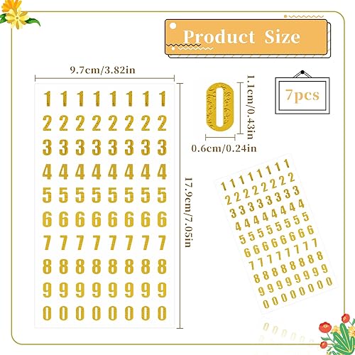 Miniatura 2 de 7 hojas de calcomanías de números para arte de uñas, autoadhesivas, doradas, con purpurina pequeña, juego de calcomanías de letras del alfabeto del