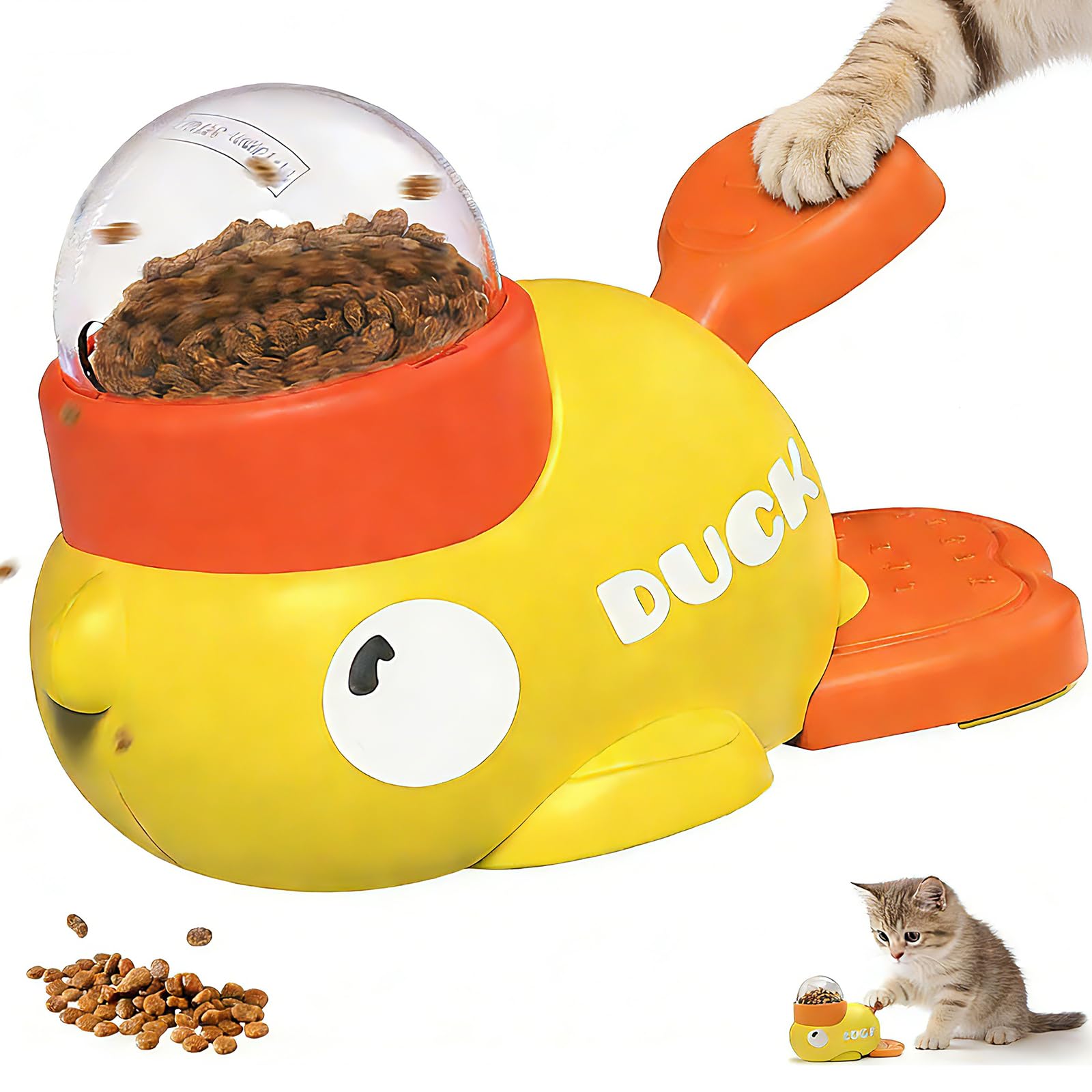 Dog Interactive Treat Dispenser Toy, 2-in-1 Duck Shaped Slow Feeder, Dog Food Treat Feeding Dispenser, Mentally Stimulating Toys for Small & Medium Dogs Cats Pets, Reduces Bloating Anti-Gulping-image-20