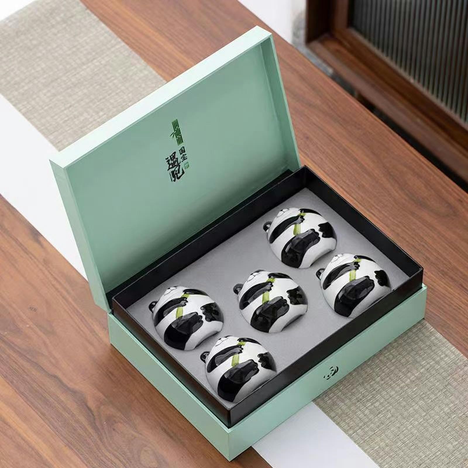 Pot Alimentaire en Céramique Boîte à thé en céramique Panda, couvercle en bois, caddie à thé, réservoir de stockage scellé, organisateur de thé, boîte de rangement, boîte à thé, récipient à thé
