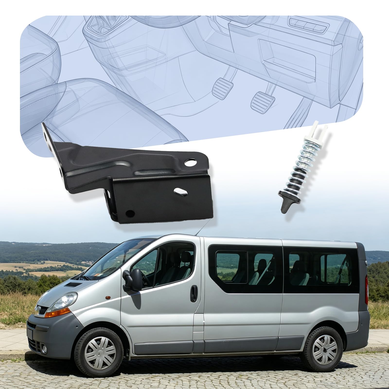 Support de pédale d'embrayage - Ressort pour Primastar Vivaro Trafic - Support de pédale de réparation - 7701053596 46511-00QAB - Support de pédale d'embrayage - Kit de réparation