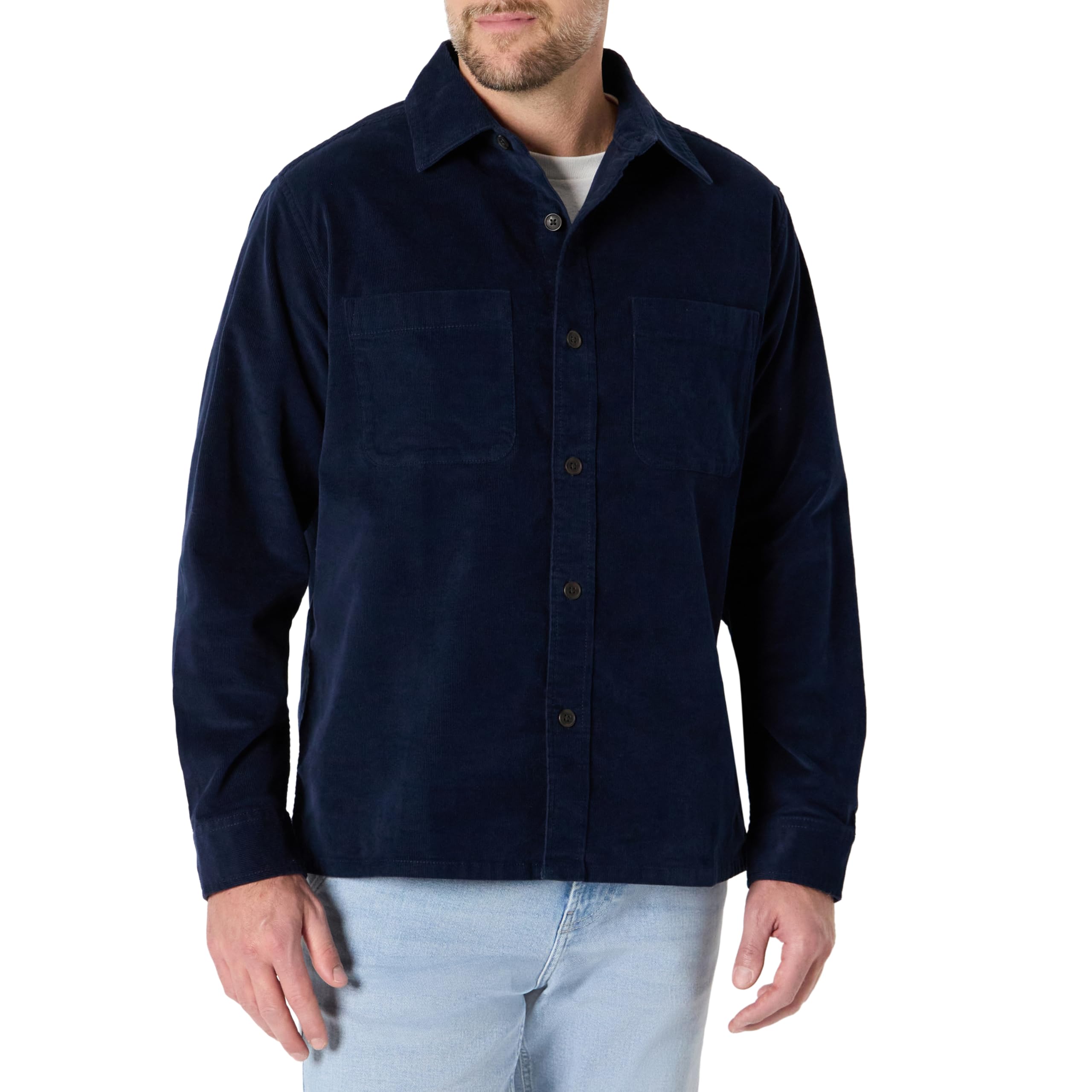 Amazon Essentials Men's Regular Fit Corduroy Overshirt, Navy, XL