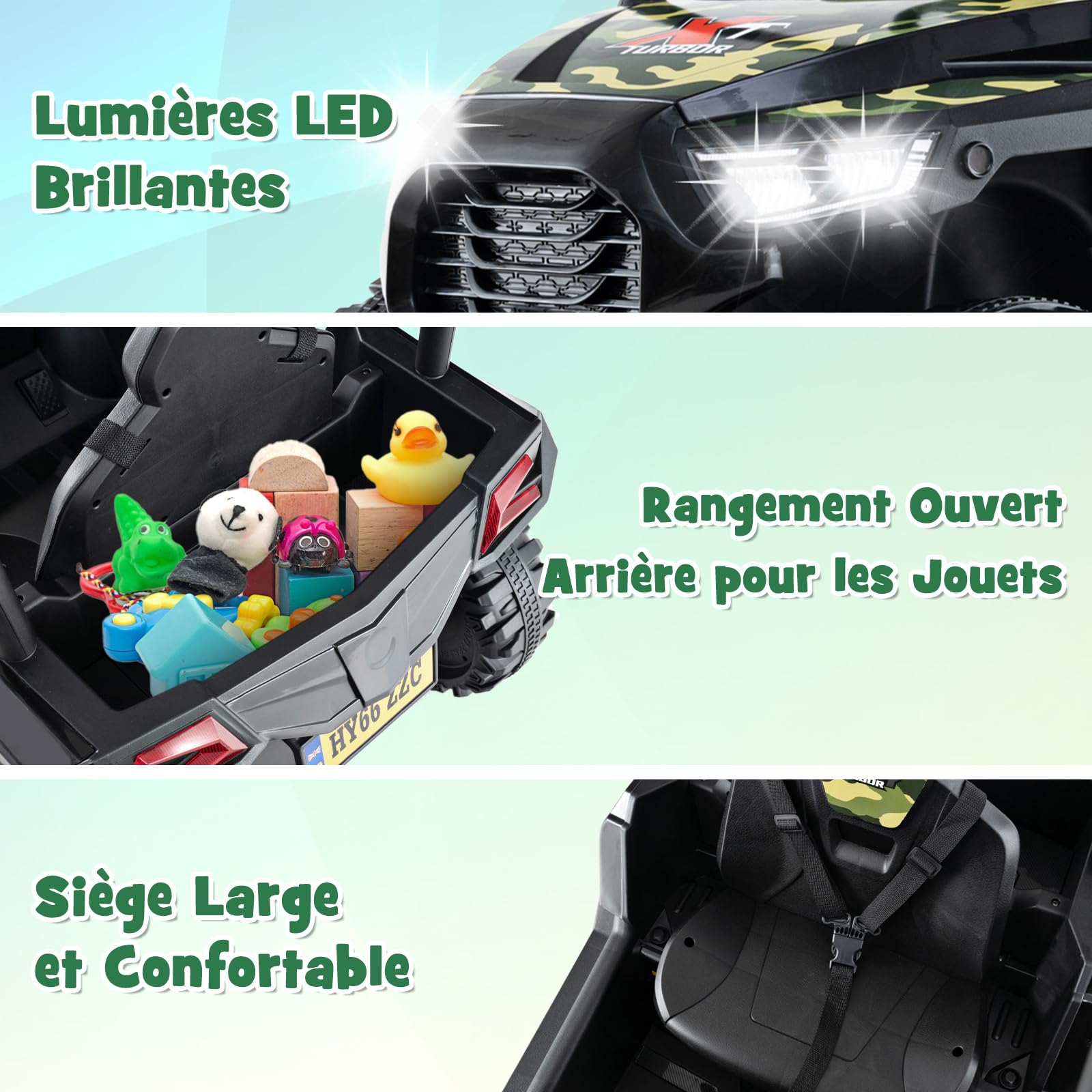 COSTWAY 24V Voiture Électrique Enfant avec Télécommande & 3 Vitesses(2,5-4,5km/h), Véhicule Électrique à 4 Roues avec Musique & Lumières LED, Démarrage Lent, Charge 30kg pour 3-8 Ans (Vert)