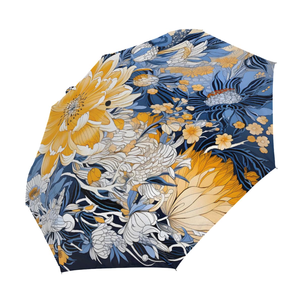 Ombrello pieghevole vintage con fiore di peonia ombrello da viaggio compatto antivento impermeabile con protezione UV rivestimento nero leggero 8 coste portatile per pioggia sole