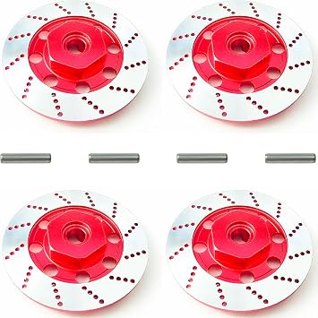 Brake Discs with 12mm Hex Hub for Tamiya Sakura D4 1/10 Scale RC Cars - Aluminum Alloy Upgrade Kit for Drift, On-Road RC Car - CNC Machined Performance Part with Anodized Finish Red
