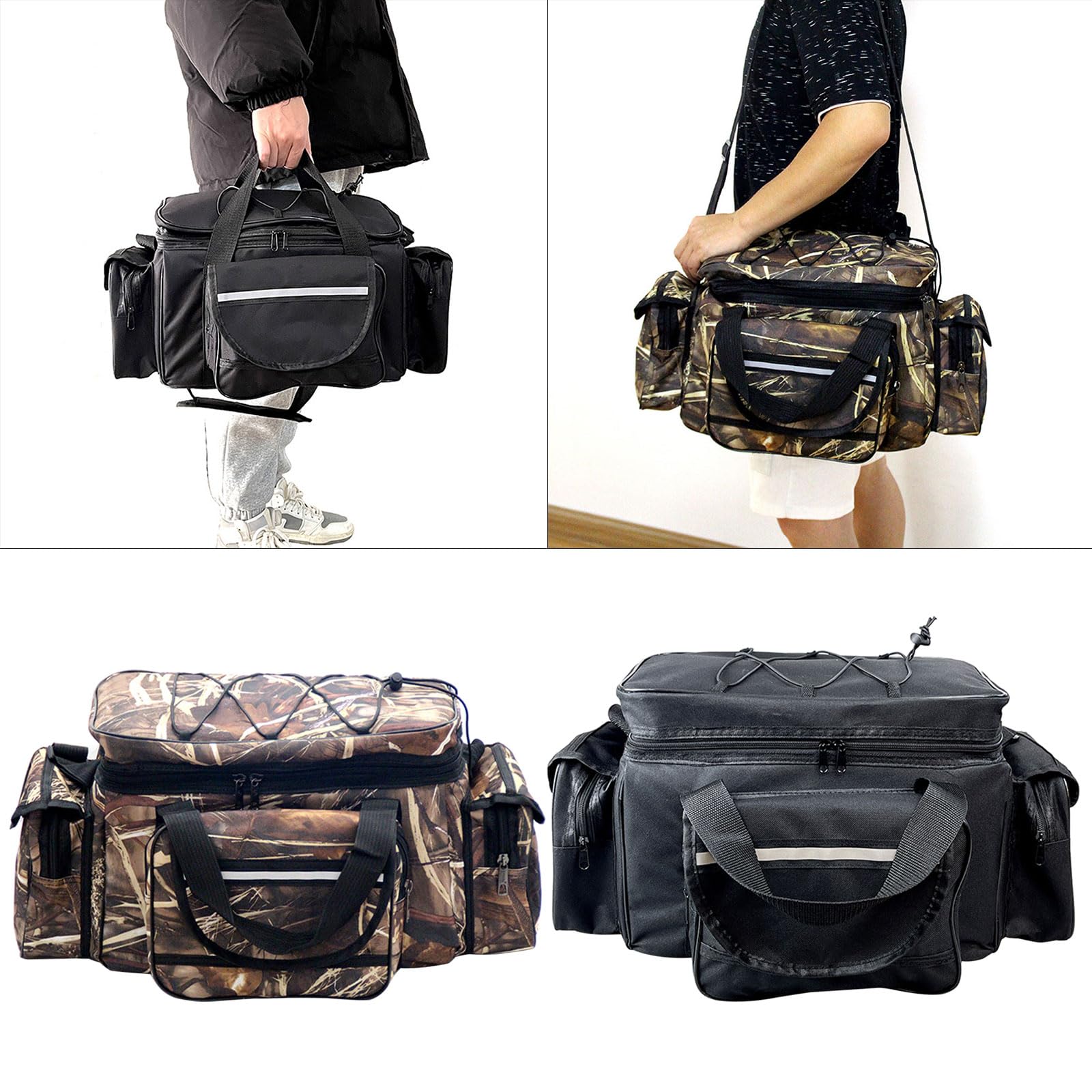 ljhnba Large Capacity Fishing Tackle Bag MultiPockets Fishing Gear Carrying Bag Outdoor Portable Oxfords Cloth Shoulders Bag