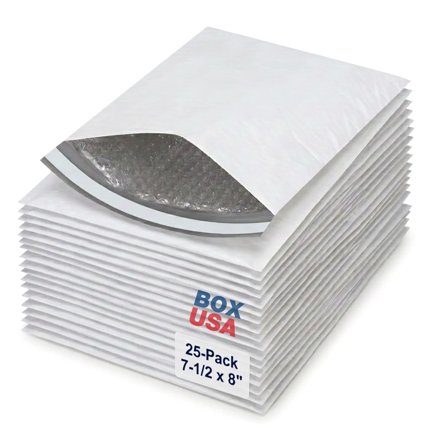 BOX USA Bubble Mailers 7-1/4" × 8" White (25-Pack) – Self-Seal Padded Envelopes with Bubble Lining, Poly Bubble Mailer Shipping Bags for Small Business, Ecommerce & Fulfillment Packaging