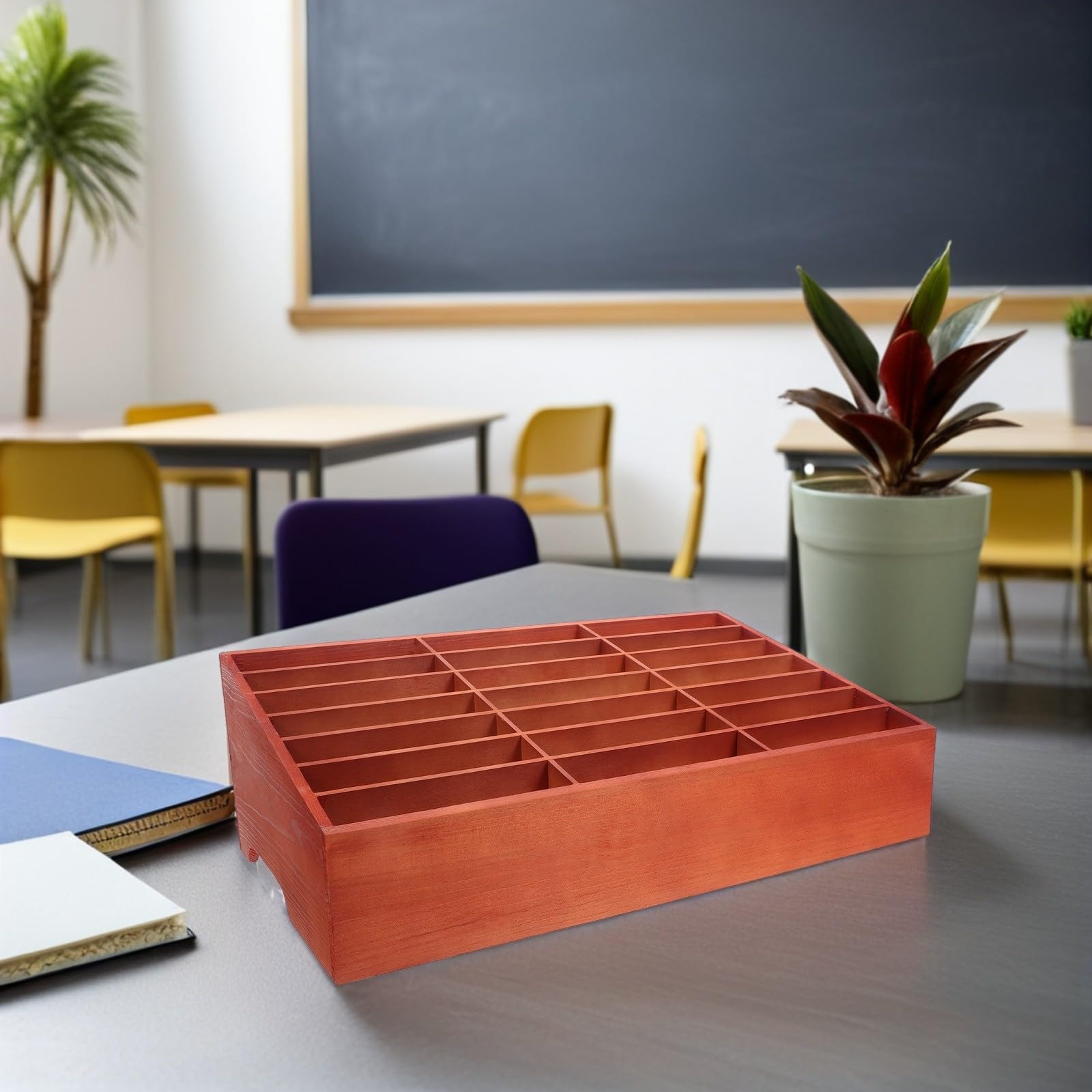 Scatola Porta Cellulare in Legno da Scrivania 21 Slot | Organizzatore per Ufficio e Sala Riunioni, Gestione Efficiente del Tavolo, Marrone