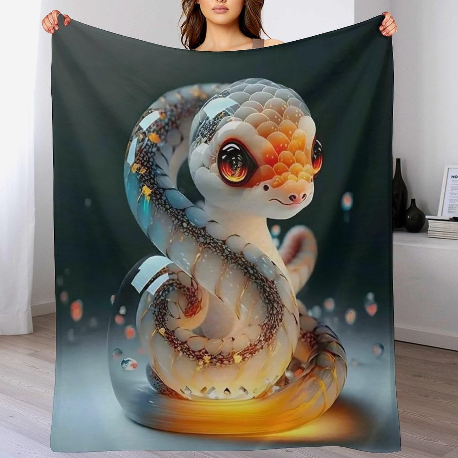 Couvertures de canapé de lit motif serpent en flannel salon 130x180 cm